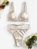 Maillot de Bain Bikini Soyeux à Bretelles Taille unique Café lumière