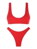 Maillot de Bain Bikini Sportif Texturé L Rouge