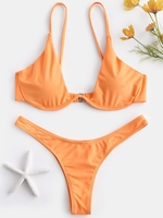 Maillot de Bain Bikini String Super Push Up Rembourré L Brun sable