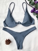 Maillot de Bain Bikini String Super Push Up Rembourré L Gris