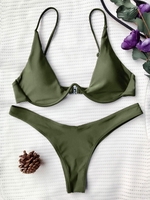 Maillot de Bain Bikini String Super Push Up Rembourré L Vert