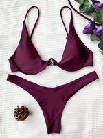 Maillot de Bain Bikini String Super Push Up Rembourré M Merlot
