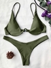 Maillot de Bain Bikini String Super Push Up Rembourré M Vert