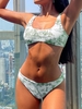 Maillot de Bain Bikini Style Débardeur à Imprimé Toile De Jouy S Vert clair
