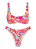 Maillot de Bain Bikini Style Débardeur Cheeky à Imprimé Fleur M Rose léger