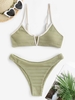 Maillot de Bain Bikini Texturé à Armature en V Taille unique Vert clair