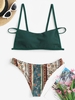 Maillot de Bain Bikini Texturé à Imprimé Ethnique Taille unique Vert