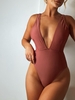 Maillot de Bain Coupe Haute à Col Plongeant L Châtaigne