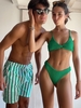 Maillot de Bain Couple Tordu Rayé Assorti Taille unique Vert