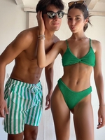 Maillot de Bain Couple Tordu Rayé Assorti Taille unique Vert