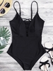 Maillot de Bain Croisé Plongeant Une-Pièce M Noir