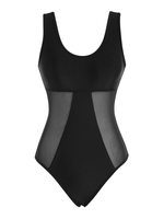 Maillot de Bain Jointif en Maille Une-Pièce Rembourré L Noir