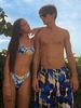 Maillot de Bain pour Couple Assorti Multicolore à Imprimé Géométrique Taille unique