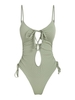 Maillot de Bain Une Pièce en Jacquard Texturé avec Rembourrage Sur Poitrine M Vert clair