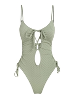 Maillot de Bain Une Pièce en Jacquard Texturé avec Rembourrage Sur Poitrine M Vert clair