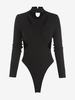 Maillot de Corps Côtelé Découpé avec Trou de Serrure L Noir