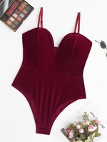 Maillot de Corps en Velours à Armature en V M Rouge