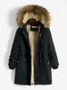 Manteau à Capuche Chaud Zippé en Fausse Fourrure en Velours Côtelé Design Xl Noir