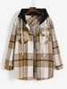 Manteau à Capuche Contrasté à Carreaux avec Poches S
