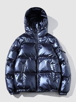 Manteau à Capuche du Duvet à Poche Métallique M Bleu profond