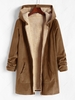 Manteau à Capuche en Velours Côtelé avec Poche à Doublure en Laine M Café