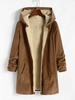 Manteau à Capuche en Velours Côtelé avec Poche à Doublure en Laine S Café