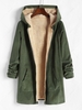 Manteau à Capuche en Velours Côtelé avec Poche à Doublure en Laine S Vert
