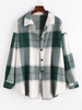 Manteau à Carreaux en Laine Mélangée L Vert