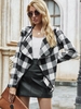 Manteau à Carreaux en Laine Mélangée Ouvert Devant M Noir