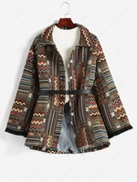 Manteau Ceinturé Ethnique Motif Aztèque L Multi a