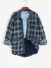 Manteau Chemise Haut Bas à Carreaux Goutte Epaule en Velours Côtelé L Bleu
