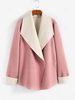 Manteau Contrasté Ouvert en Avant en Laine M Rose clair
