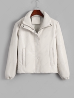 Manteau Court Cousu à Bouton-Pression Zippé avec Bouton-Pression Xl Café lumière