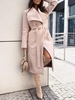 Manteau Croisé en Laine Mélangée avec Ceinture M Rose clair