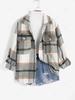Manteau de Chemise à Carreaux en Laine Mélangée avec Poche S Multi a