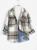 Manteau de Chemise à Carreaux en Laine Mélangée avec Poche S Multi a