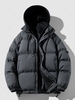 Manteau Doudoune à Capuche Matelassé en Blocs de Couleurs Zippé avec Poches Xl Gris