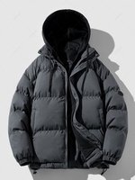 Manteau Doudoune à Capuche Matelassé en Blocs de Couleurs Zippé avec Poches Xl Gris