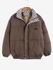 Manteau Doudoune à Goutte Epaule Lettre Patch M Café profond