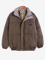 Manteau Doudoune à Goutte Epaule Lettre Patch M Café profond