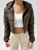 Manteau Doudoune Matelassé Court à Capuche M Café profond