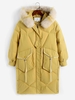 Manteau en Canard Blanc Haut Qualité à Capuche en Fausse Fourrure L Jaune