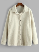 Manteau en Couleur Unie avec Bouton Pression S Blanc chaud