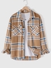 Manteau Fourré Boutonné Motif à Carreaux L Café