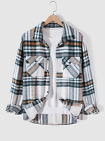 Manteau Fourré Boutonné Motif à Carreaux Xl Vert profond