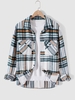 Manteau Fourré Boutonné Motif à Carreaux Xxl Vert profond