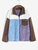 Manteau Fourré en Blocs de Couleurs à Goutte Epaule M Multi a