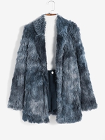 Manteau Fourré Ouvert en Avant M Bleu profond