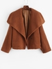Manteau Fourré Un Bouton en Couleur Unie S Café