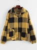 Manteau Goutte Epaule à Carreaux en Fausse Laine Xl Jaune